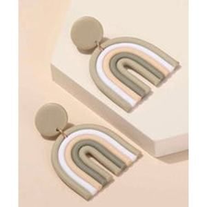 NEW Bold Rainbow Love Dangle Drop Earrings French Wire Clay Neutral A0141